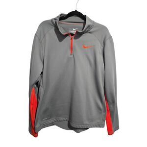 NIKE KO 1/4 ZIP SWEATSHIRT THERMA-FIT GREY ORANGE RARE UNISEX LARGE